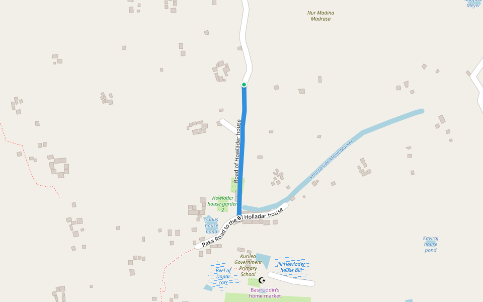 Road of Howlader house walking route map in Bara Manika