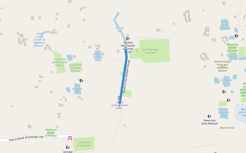 Road to the Mullah house walking route map in Bara Manika