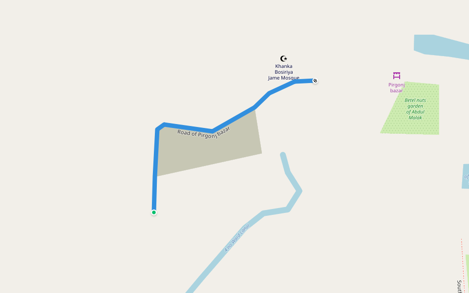 Road of Pirgonj bazar walking route map in Bara Manika