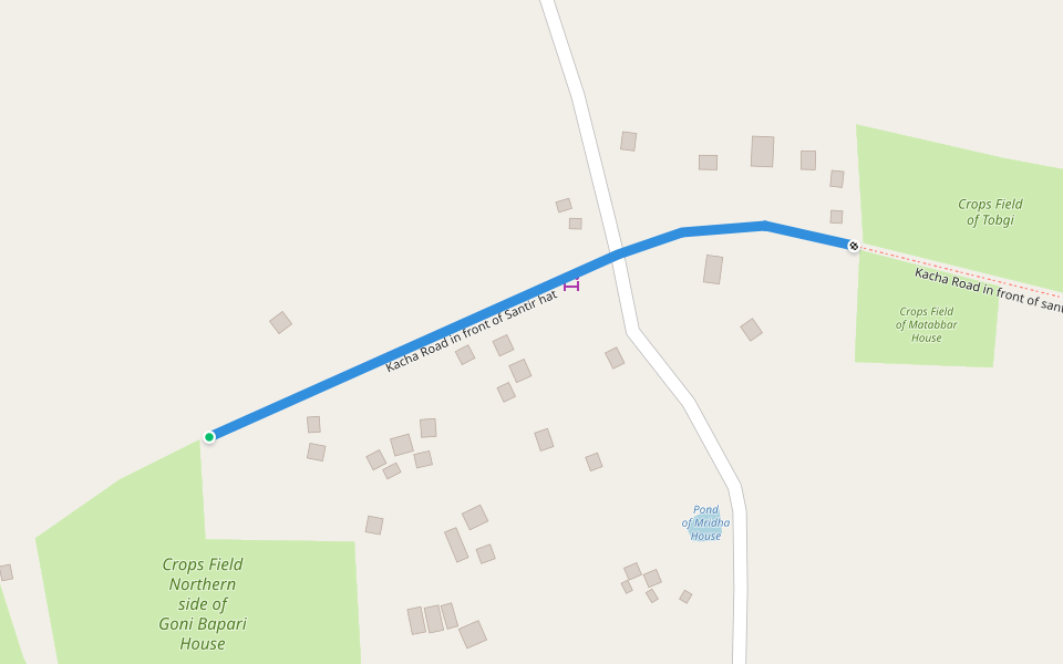 Kacha Road in front of Santir hat walking route map in Bara Manika