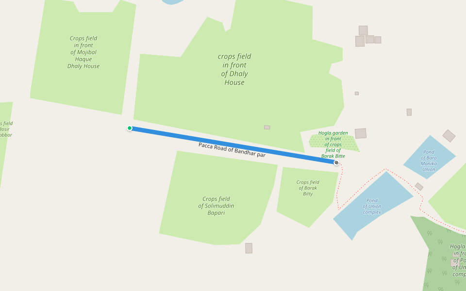 Pacca Road of Bandhar par walking route map in Bara Manika