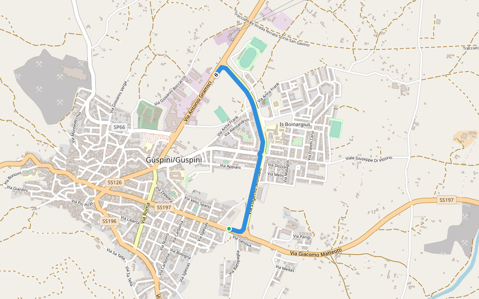Pistino atletica leggera walking route map in Guspini