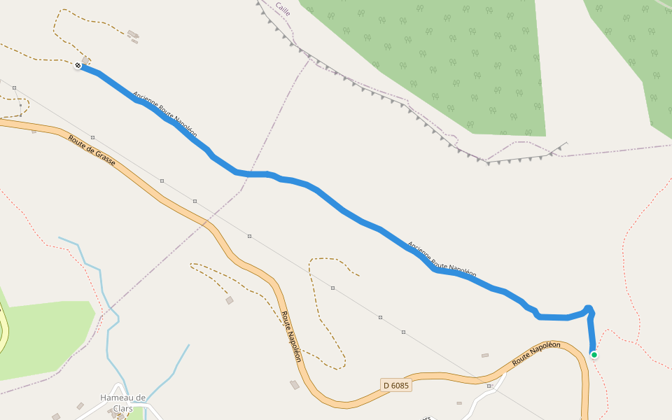 Ancienne Route Napoléon walking route map in Escragnolles