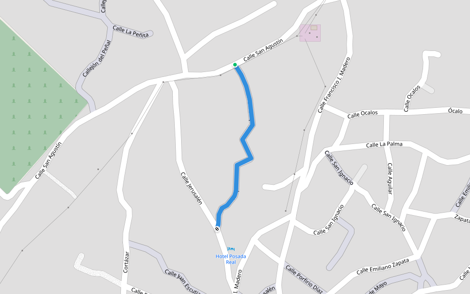 Calle Mexiquito walking route map in Mineral del Monte