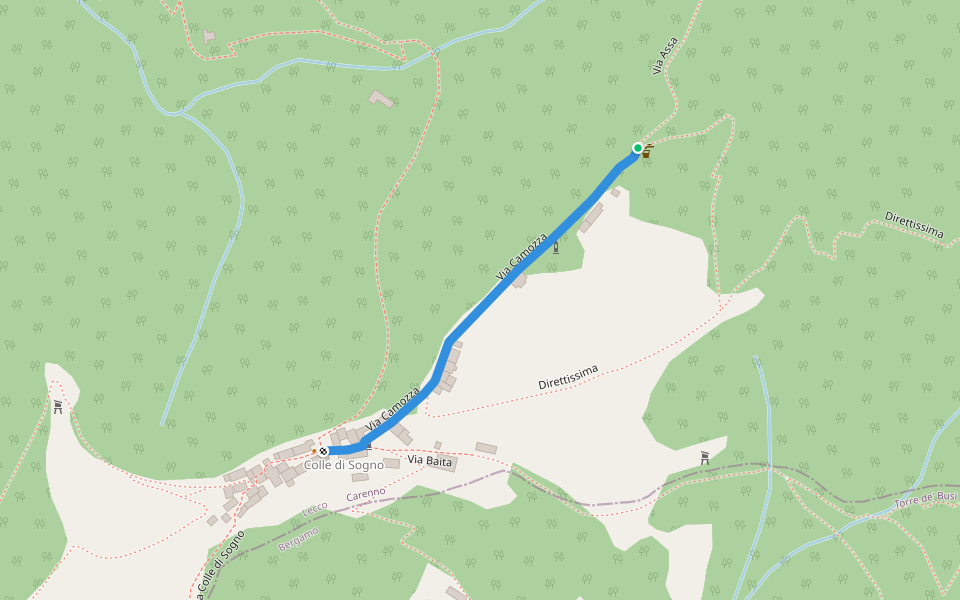 Via Camozza walking route map in Colle di Sogno