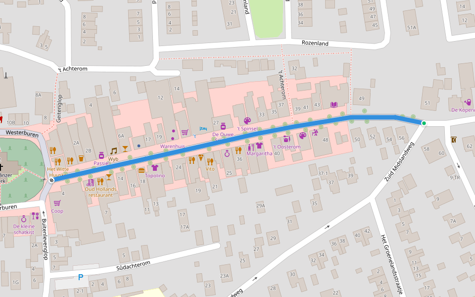 Oosterburen walking route map in Midsland