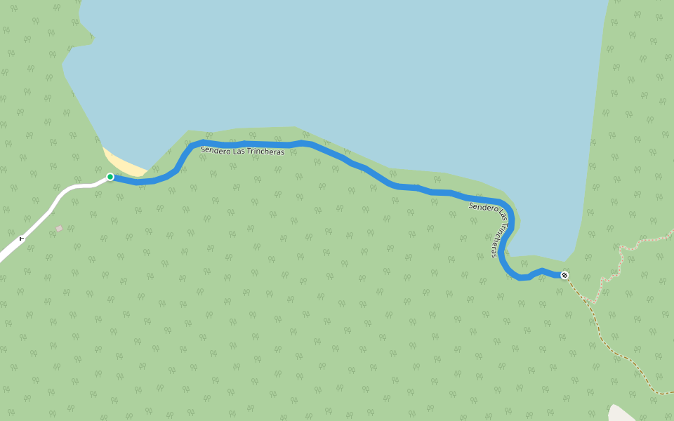Sendero Las Trincheras walking route map in Guallali