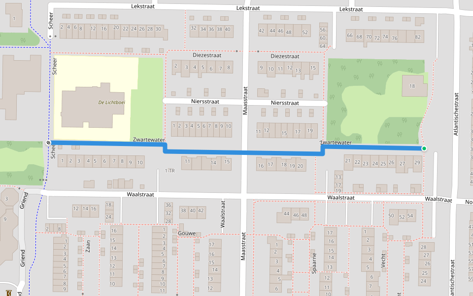Zwartewater walking route map in Emmeloord