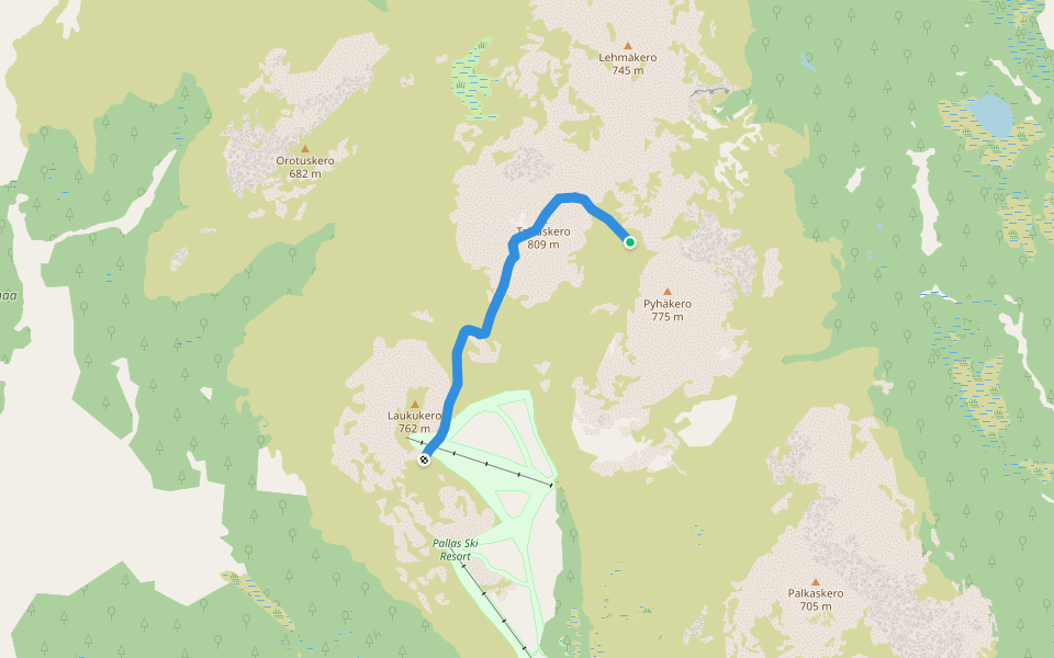 Taivaskeronkierros walking route map in Muonio