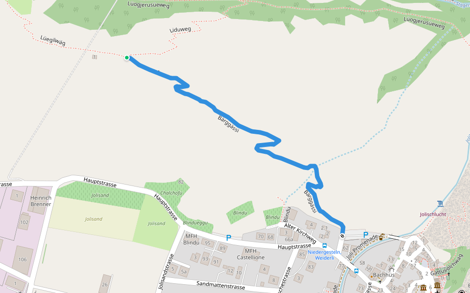 Bärggässi walking route map in Niedergesteln