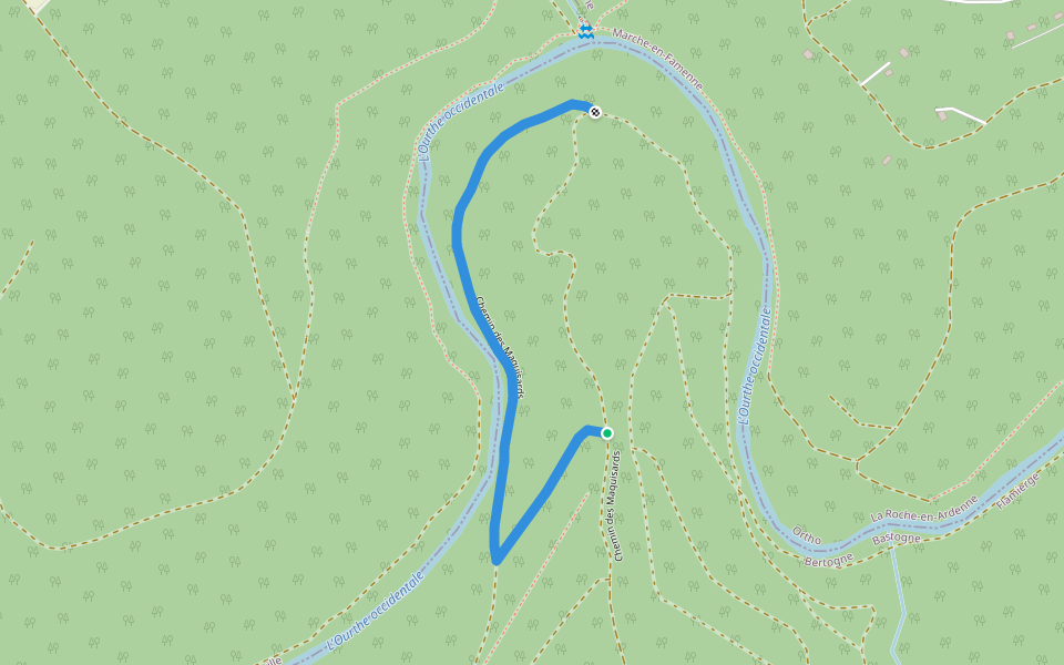 Chemin des Maquisards walking route map in Bertogne