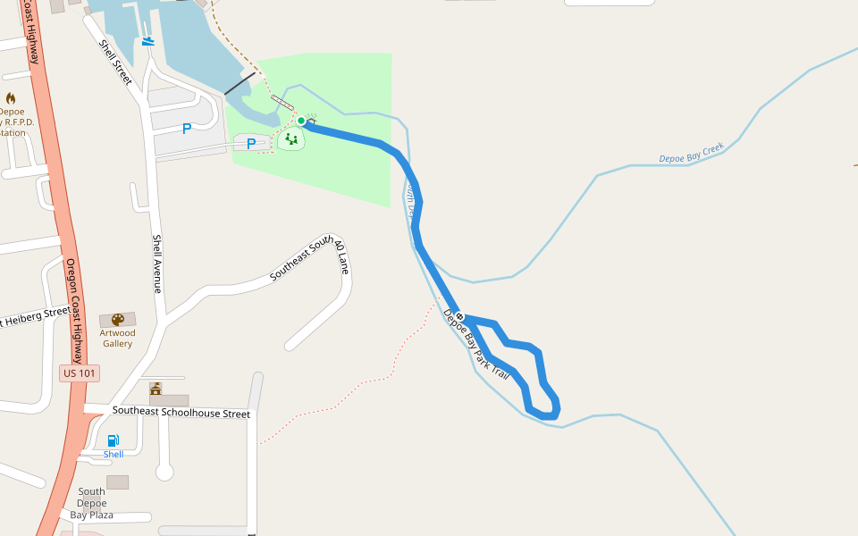 Depoe Bay Park Trail walking route map in Depoe Bay