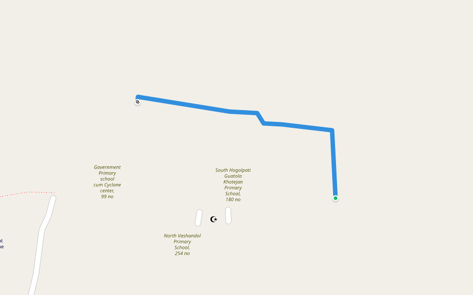 Road from Ismail Hawladar's house to Jamal Talukdar's house walking route map in Jiudhara