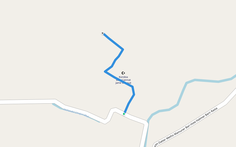 Road, from Boroitola Primary House to Nurul Islam Akon's House walking route map in Jiudhara