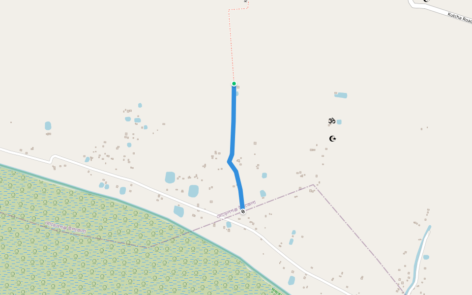 Road, from Tin Raster Mor to Jiudhara Forrest Station Office walking route map in Jiudhara