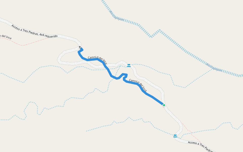 Camni,o del Inca walking route map in Corrales