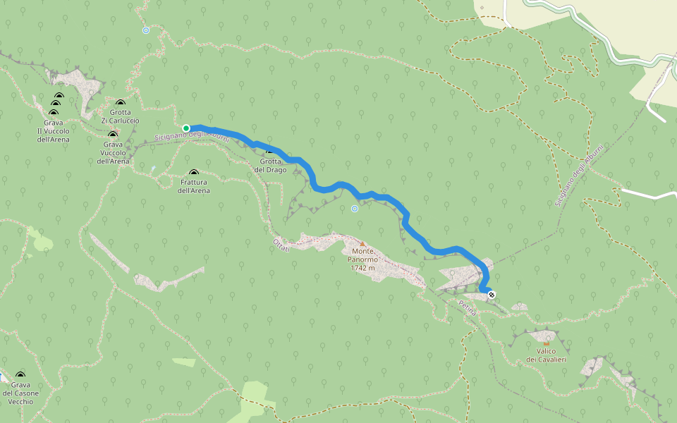 Sentiero della Cengia walking route map in Sicignano degli Alburni