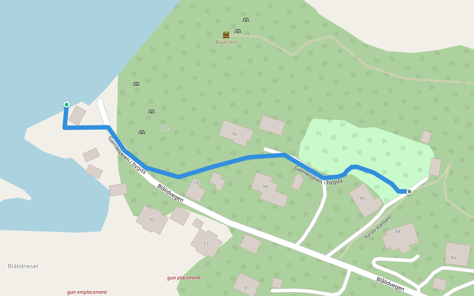 Gamleiveien i bygda walking route map in Skavøypollen