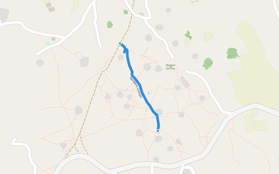 Sendero común walking route map in Manga