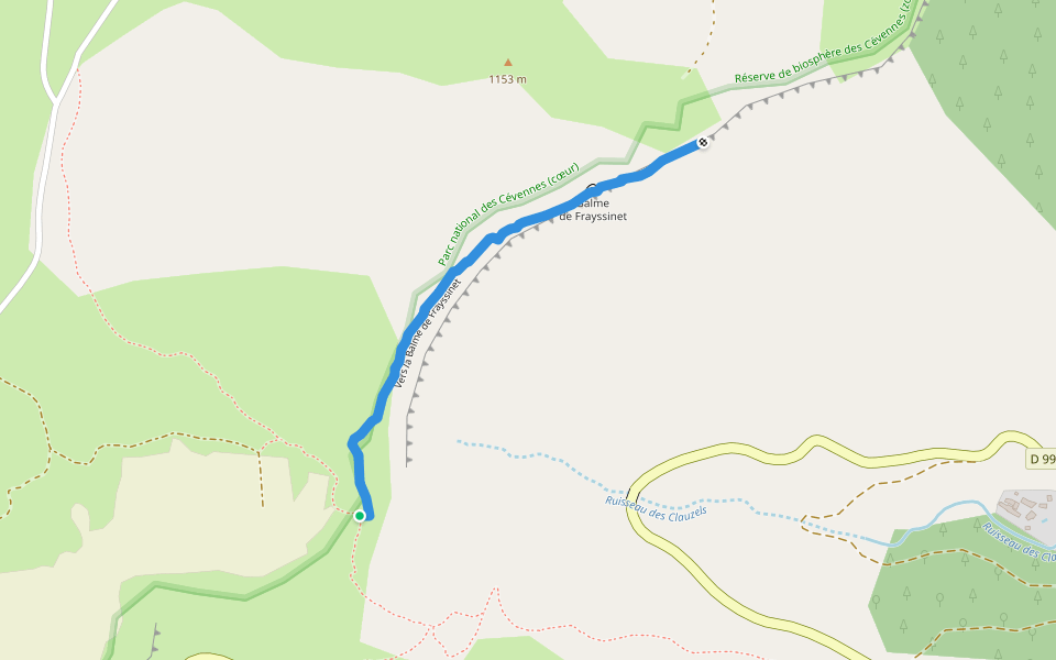 Vers la Balme de Frayssinet walking route map in Fraissinet-de-Fourques