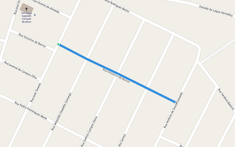 Rua Victorino de Barros walking route map in Tatuí
