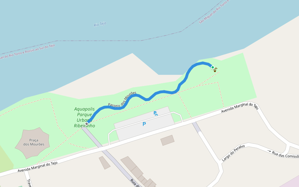 Passeio dos Mourões walking route map in Rossio ao Sul do Tejo