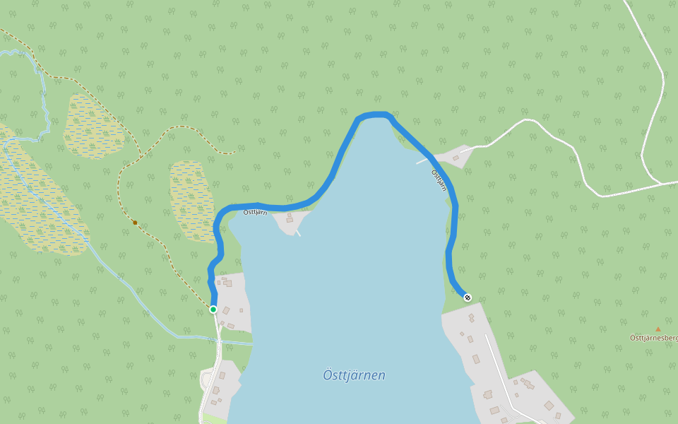 Östtjärn walking route map in Rödvattnet