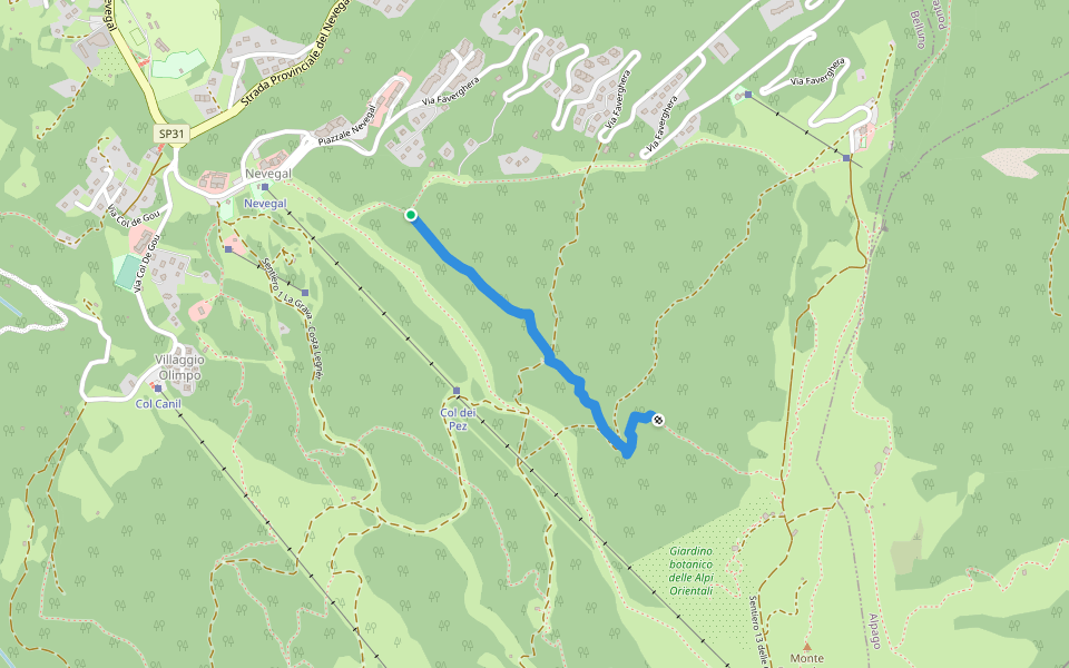 Sentiero 19 Vallavia walking route map in Nevegal