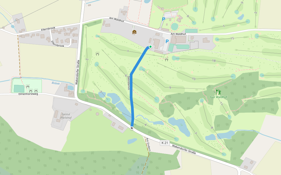 Steindamm walking route map in Kisdorf