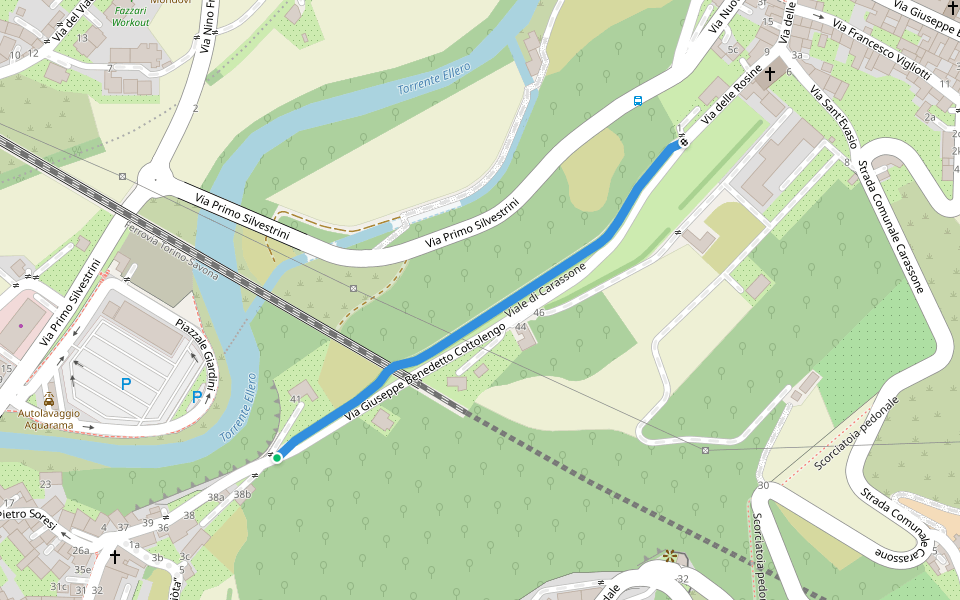 Viale di Carassone walking route map in Mondovì