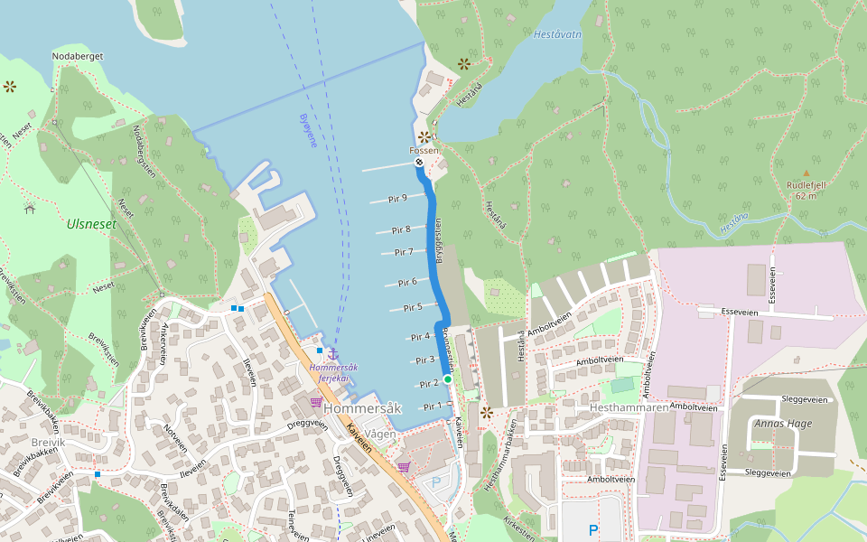 Bryggestien walking route map in Hommersåk