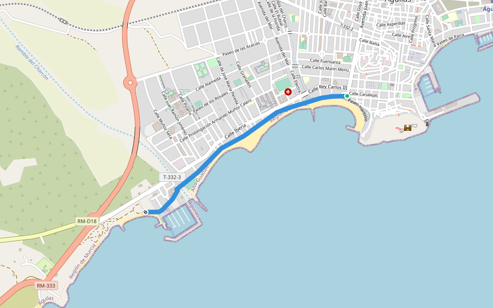Paseo de la Constitución walking route map in Águilas