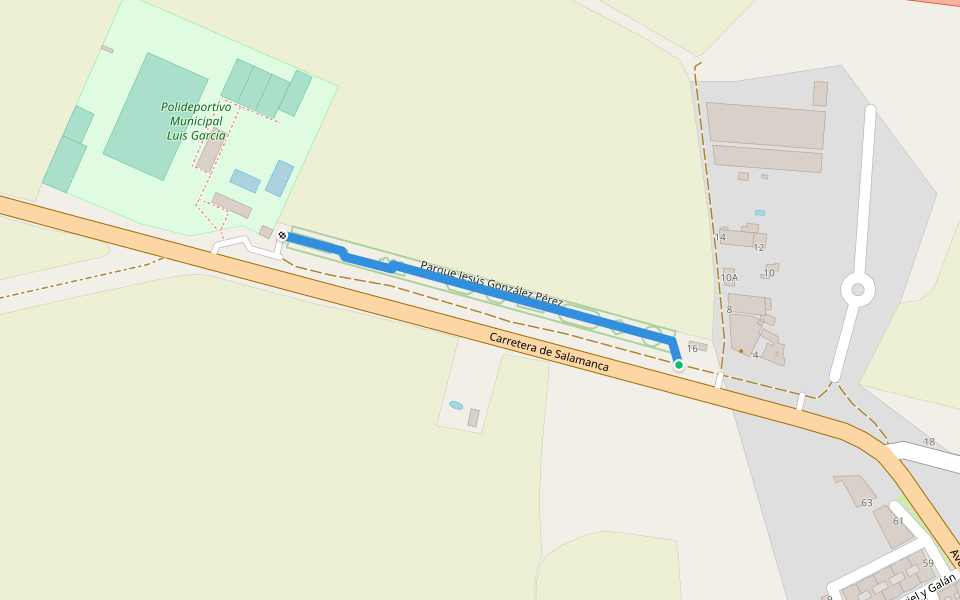 Parque Jesús González Pérez walking route map in Peñaranda de Bracamonte