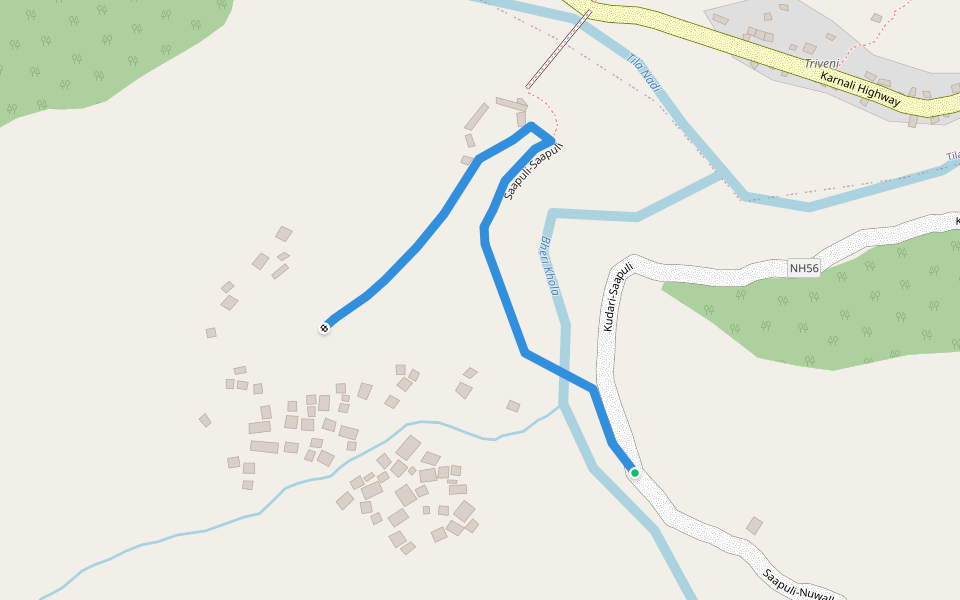 Saapuli-Saapuli walking route map in Kudari