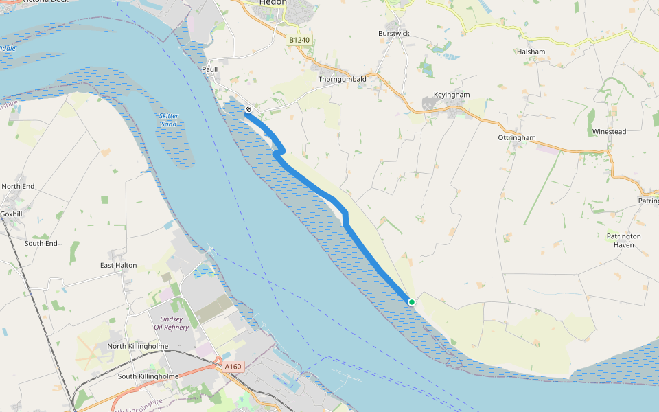 Cherry Cobb Sands Bank walking route map in Burstwick