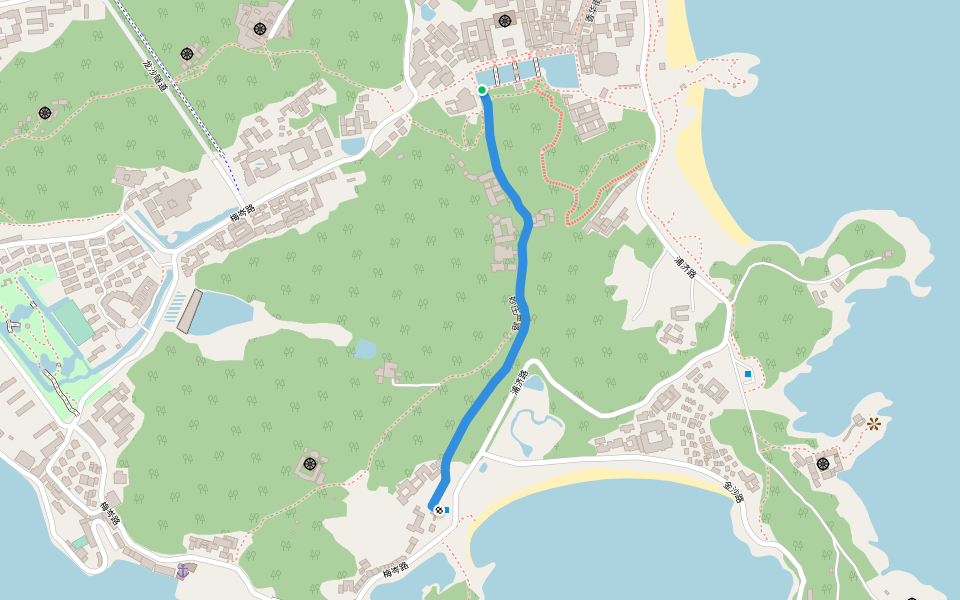 妙庄严路 walking route map in Zhou Shan Shi