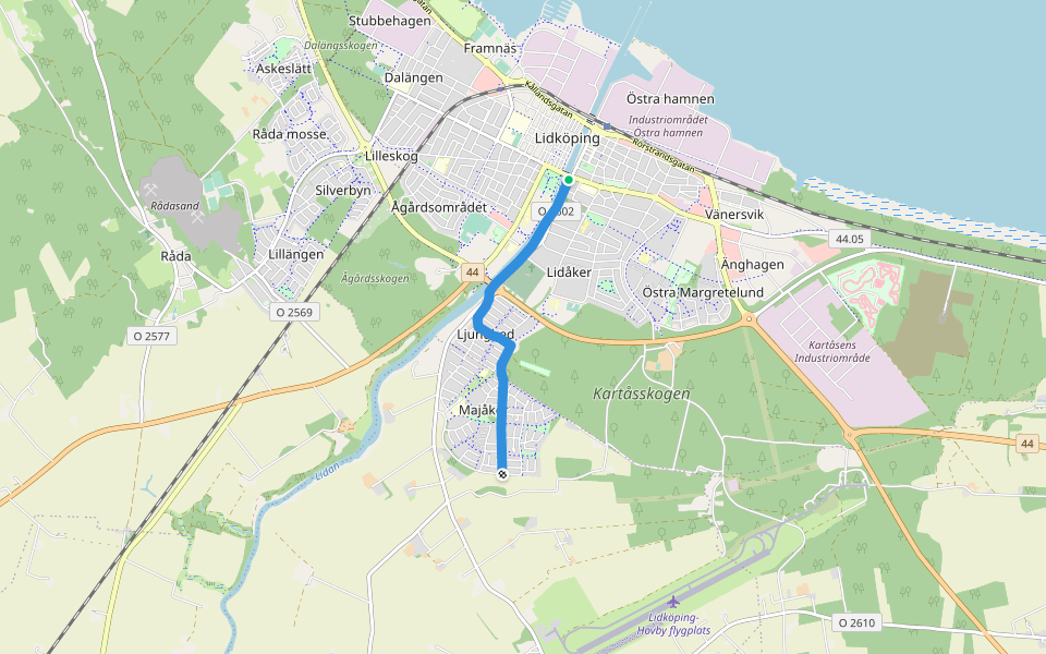 Majåkersstråket walking route map in Lidköping