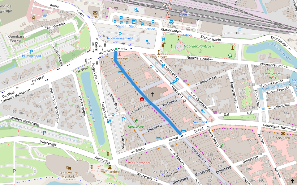 Kleine Noord walking route map in Hoorn