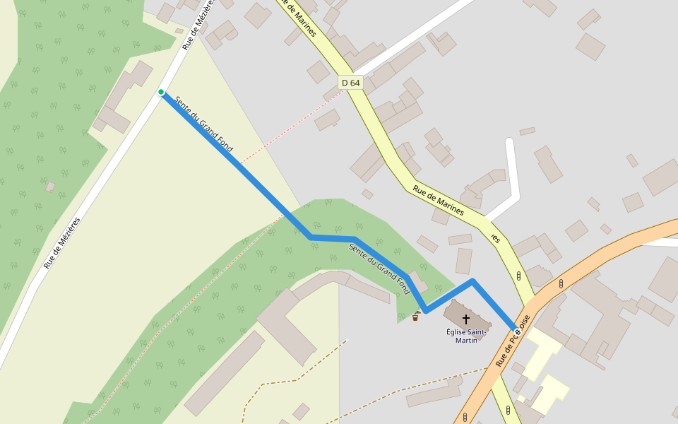 Sente du Grand Fond walking route map in Vallangoujard