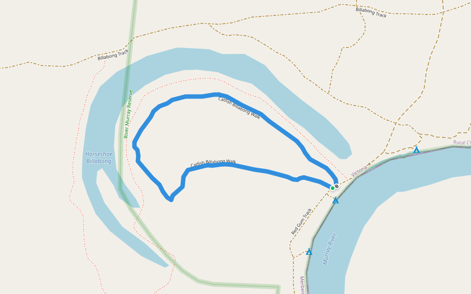 Catfish Billabong Walk walking route map in Merbein