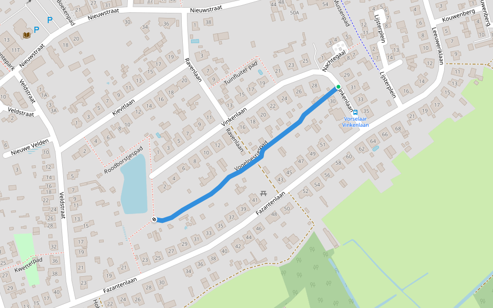 Vogelnestjespad walking route map in Vorselaar