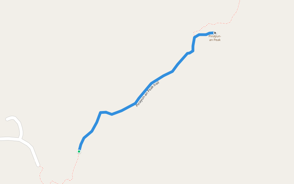 Pinayun-an Peak trail walking route map in Mabinay