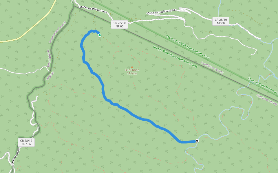 Locust Springs Run Trail walking route map in Blue Grass