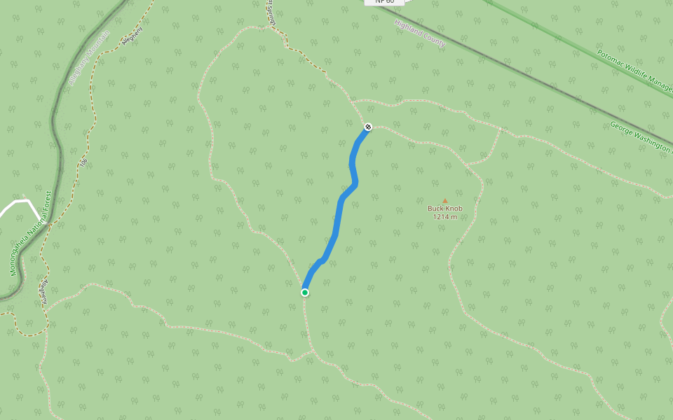 Buck Run Spur walking route map in Blue Grass