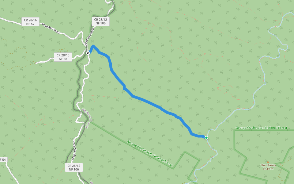 Bear Wallow Run walking route map in Blue Grass