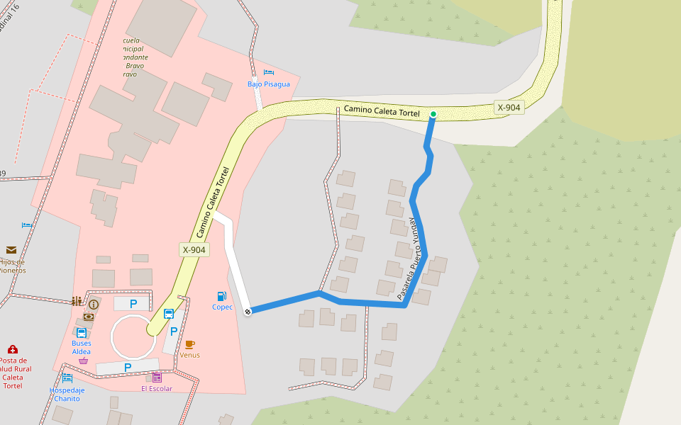Pasarela Puerto Yungay walking route map in Tortel