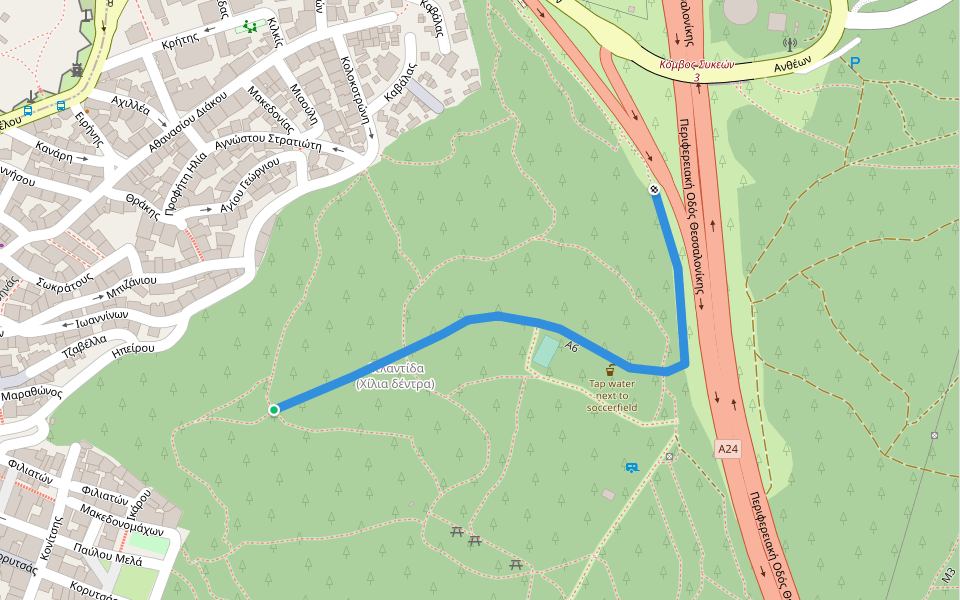 A6 walking route map in Agios Pavlos