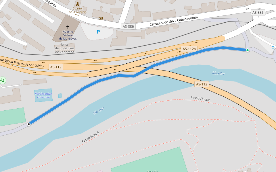 Paséu  Fluvial Morea-Caborana walking route map in Caborana
