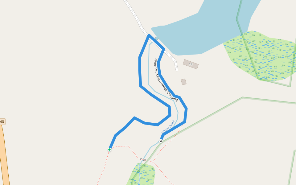 Alternate Misco Brook Crossing walking route map in Grafton