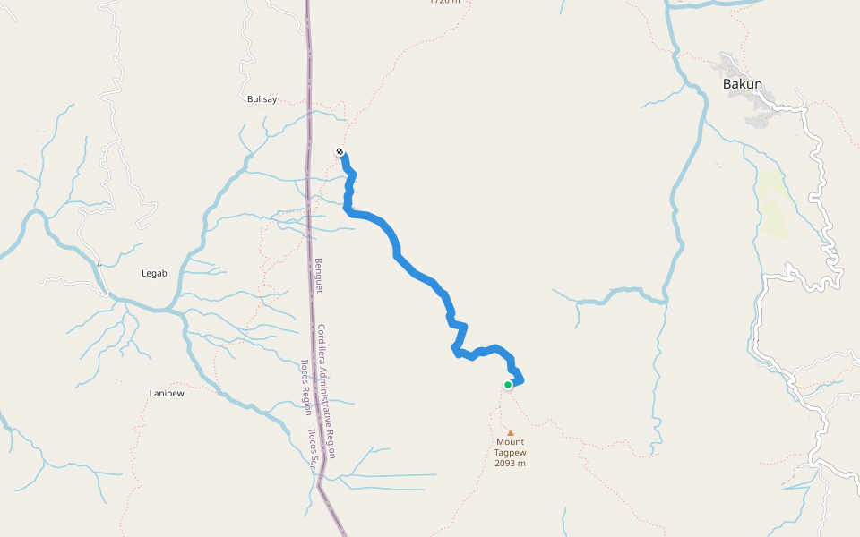 Kibungan-Bakun walking route map in Bakun